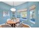 Inviting breakfast nook featuring a round table, comfortable seating, and scenic views of the backyard at 12103 Shadow Run Blvd, Riverview, FL 33569
