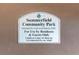 Summerfield Community Park sign, open to residents and guests, and located in Lakewood Ranch, Florida at 12319 Hollybush Ter, Lakewood Ranch, FL 34202