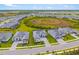New construction neighborhood showcases manicured lawns, serene water features, and uniform architecture at 12557 Galapagos Ct, Venice, FL 34293