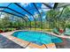 Beautiful pool with screen enclosure with views of the lush backyard; perfect for relaxation and recreation at 22333 Panther Loop, Bradenton, FL 34202