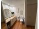 Contemporary bathroom featuring a vanity with a granite countertop at 33 Tee View Pl, Rotonda West, FL 33947