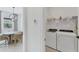 A well-organized laundry area conveniently located next to dining area with modern appliances and ample shelving at 6260 Fish Eagle Ct, Nokomis, FL 34275