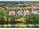 Aerial view of single-Gathering homes with well-maintained lawns and mature trees in a quiet neighborhood at 6310 Golden Eye Gln, Lakewood Ranch, FL 34202