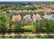 Aerial view of single-Gathering homes with well-maintained lawns and mature trees in a quiet neighborhood at 6310 Golden Eye Gln, Lakewood Ranch, FL 34202