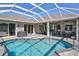 Backyard pool, pavers, and covered patio ideal for entertaining, offering a private outdoor oasis at 8615 59Th E St, Parrish, FL 34219