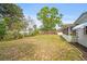 Large backyard with mature trees, a wood fence, and lush greenery; an outdoor haven for nature lovers at 2620 White Sands Dr, Sarasota, FL 34231