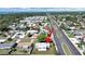 An aerial view showcases this home's location in a quiet neighborhood close to major thoroughfares and amenities at 7797 Barry Ct, Seminole, FL 33772