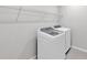 Laundry room features a modern washer and dryer, with shelving at 9215 Royal River Cir, Parrish, FL 34219