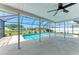 The screened-in lanai features a beautiful swimming pool and views of the surrounding backyard at 1906 70Th W St, Bradenton, FL 34209