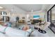 Bright, open living room with a kitchen, bar stools, and furniture at 5917 Cessna Run, Lakewood Ranch, FL 34211