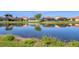 Scenic lake view surrounded by well-maintained lawns and homes with screened patios at 6458 Tailfeather Way, Bradenton, FL 34203