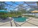 Serene screened-in pool area with views of the backyard, combining relaxation and natural beauty at 14404 18Th E Pl, Bradenton, FL 34212