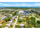 A neighborhood aerial view near shopping and waterways, featuring mature trees and well-maintained homes at 2225 Alice Rd, Sarasota, FL 34231