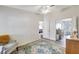 Neutral bedroom with doorways and ceiling fan at 2425 21St St # B, Sarasota, FL 34234