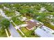 Birds eye view of home with screened pool, well manicured lawn and landscaping at 2909 Concord St, Sarasota, FL 34231