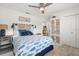 Bedroom with fish themed bedding and a view to the kitchen area at 303 Bryn Mawr Is, Bradenton, FL 34207