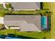 Birds-eye view features home with screened in pool and landscaping showcasing the outdoor living space at 4162 Deep Creek Ter, Parrish, FL 34219