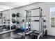 Well-equipped fitness center with weight machines, free weights, and mirrored wall at 4162 Deep Creek Ter, Parrish, FL 34219