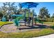 Community playground with slides, climbing structures, and shaded seating area at 4162 Deep Creek Ter, Parrish, FL 34219