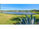 Scenic lake view with lush green grass and native landscaping for a serene environment at 5590 Rain Lily Ct, Sarasota, FL 34238
