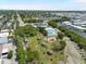 Aerial view of the community pool, playground, park, and waterfront access at 6715 Georgia Ave, Bradenton, FL 34207