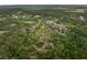 An overhead shot reveals an estate in a wooded area with a long driveway, several ponds, and lush vegetation at 30416 Saddlebag Trl, Myakka City, FL 34251