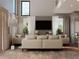 Bright living room with high ceilings, modern lighting, a large TV, and comfortable seating arrangements at 3811 30Th S Ave, St Petersburg, FL 33711