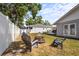 Landscaped backyard with a fire pit and seating, perfect for outdoor gatherings and relaxation at 4311 2Nd E Ave, Bradenton, FL 34208