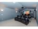 Home theater room featuring comfortable seating and a projector for an immersive entertainment experience at 5151 Jasmine Way, Palm Harbor, FL 34685