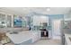 Modern kitchen featuring white cabinetry, stainless appliances, and breakfast bar at 7664 Camminare Dr, Sarasota, FL 34238