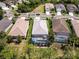 Aerial view of a neighborhood featuring manicured lawns and screened-in pools at 12272 Stuart Dr, Venice, FL 34293