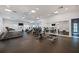 Brightly lit gym featuring treadmills, stationary bikes, weight machines and ceiling fans at 12272 Stuart Dr, Venice, FL 34293