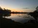 Scenic sunset view from the shoreline of a tranquil pond with silhouetted trees at 12272 Stuart Dr, Venice, FL 34293