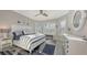 This bedroom features a coastal decor and large windows with plantation shutters at 3568 Santa Caterina Blvd, Bradenton, FL 34211