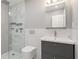 Modern bathroom features glass shower, white marble tile and a sleek vanity at 4001 Beneva Rd # 343, Sarasota, FL 34233