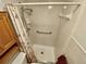 Bathroom shower with handheld shower head and safety bar at 425 30Th W Ave # C112, Bradenton, FL 34205