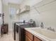Laundry room featuring newer model washer and dryer units and a utility sink at 7407 Green St, Bradenton, FL 34201