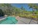 Screened pool and lanai area surrounded by lush landscaping with a view of the backyard at 7407 Green St, Bradenton, FL 34201