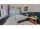 A luxurious main bedroom with water views, stylish decor, modern furniture and an accent wall at 800 Blue Shell Loop, Sarasota, FL 34240