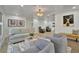Spacious living room featuring hardwood floors, modern decor, comfortable seating, and recessed lighting at 8419 Sylvan Woods Dr, Sarasota, FL 34243