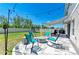 Inviting backyard patio with pavers, string lights, seating, and fire pit, perfect for outdoor relaxation at 12738 Hysmith Loop, Parrish, FL 34219