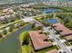 Scenic aerial view showcasing the community's serene lakes, verdant landscaping, and meticulously planned street layout at 2064 Batello Dr, Venice, FL 34292