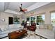 Comfortable living room features multiple windows, neutral furniture and a view of the water at 24342 Saragossa Ln, Punta Gorda, FL 33955