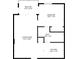 Floor plan showing layout of living room, bedroom, bath, and kitchen dimensions at 3006 Caring Way # 210, Port Charlotte, FL 33952