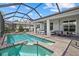 Screened-in pool and spa area with outdoor seating, perfect for relaxing and enjoying the Florida sunshine at 3508 Anchor Bay Trl, Lakewood Ranch, FL 34211