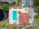 Aerial view of community pool, hot tub, sundeck and clubhouse at 3718 59Th Ave W # 3718, Bradenton, FL 34210