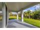 A covered back porch with nice views of the lawn and native Florida foliage at 405 Sunset N Rd, Rotonda West, FL 33947