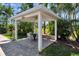 An outdoor patio with a dining table and chairs, ideal for enjoying meals in the garden at 5209 26Th W Ave, Bradenton, FL 34209