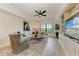 Comfortable living room featuring a neutral color palette, stylish furnishings, and natural light at 7710 Lake Vista Ct # 407, Lakewood Ranch, FL 34202