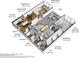 Detailed 3D floor plan showcases layout with labeled rooms, dimensions, and flows for the kitchen, living, and bedrooms at 5055 Gulf Of Mexico Dr # 115, Longboat Key, FL 34228